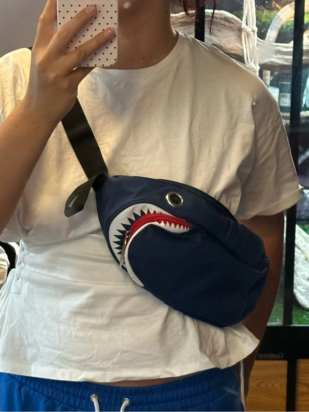 Blue Shark-Accent Crossbody Sling Bag/ Fanny pack
